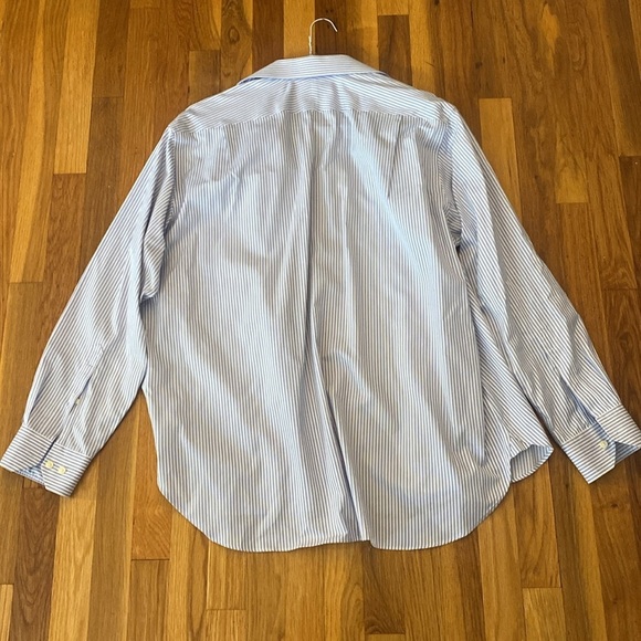 Peter Millar Men’s Blue and White Striped Button Down Shirt Size 17.5 - Picture 8 of 9